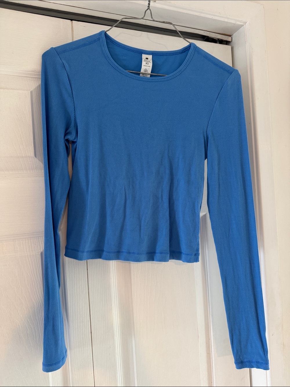 Yogalicious xsmall Women’s Ribbed Long-Sleeve Crop Top - Blue